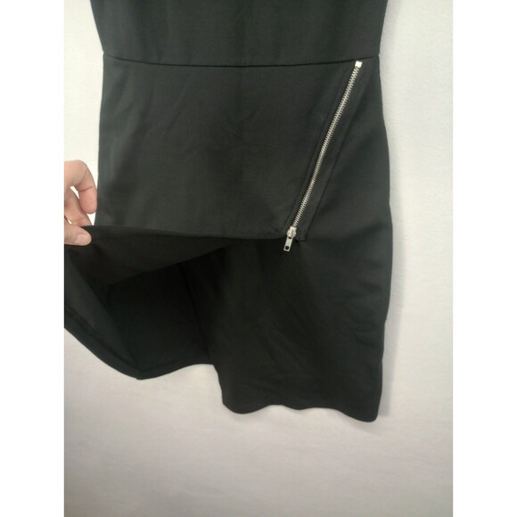 NWT Three Pink Hearts Dress Black Zipper Mini Size S Faux Wrap Front Stretch - Picture 6 of 14